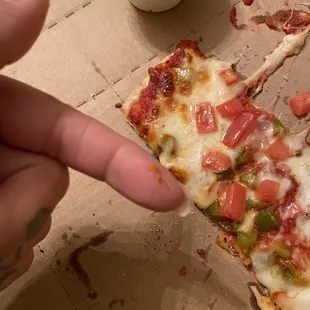 Hair found in the pizza.