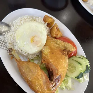 Fried chicken with white rice