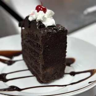 a slice of chocolate cake