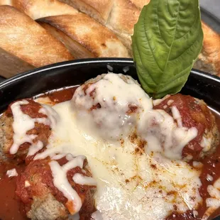 meatballs with sauce and cheese