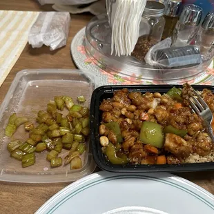 Kung pao chicken and pork fried rice