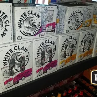 a display of cans of beer