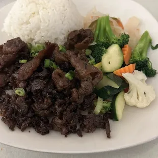 Bulgogi with White Rice and Steamed Vegetables