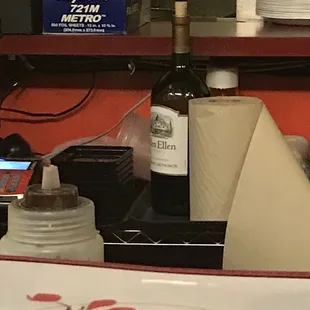 a bottle of wine on the counter