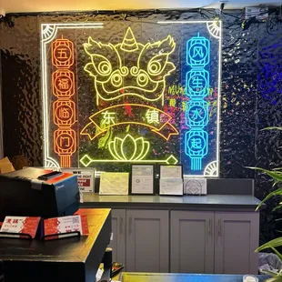 the front desk of a chinese restaurant