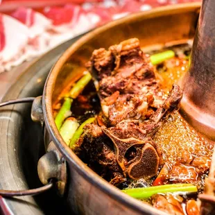 a close up of a pot of food