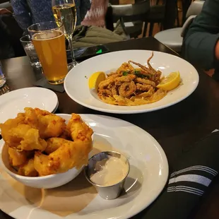 two plates of food on a table