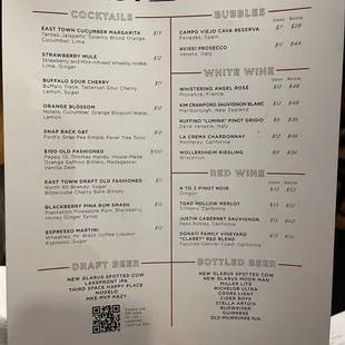 Most updated Drinks Menu