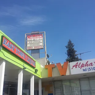 a neon sign for a liquor company