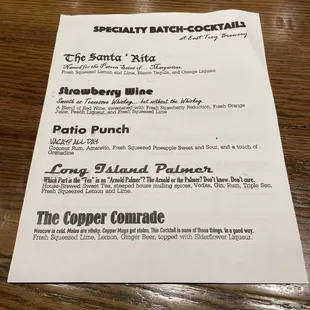 Specialty cocktails