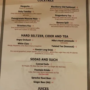 August 2022 Drink List