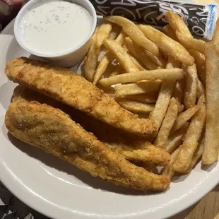 Kids chicken fingers with fries and go-gurt