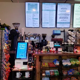 the counter and menus