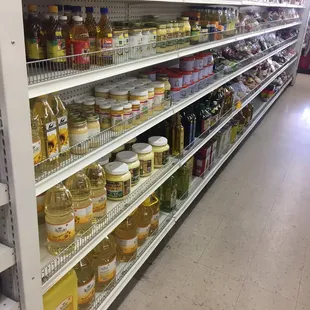 shelves of food in a grocery store