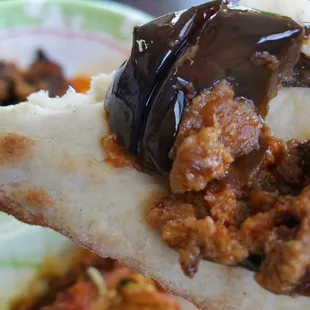 Eggplant n tomatoes on naan