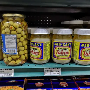 jars of olives and other condiments
