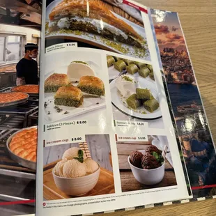a spread of the menu