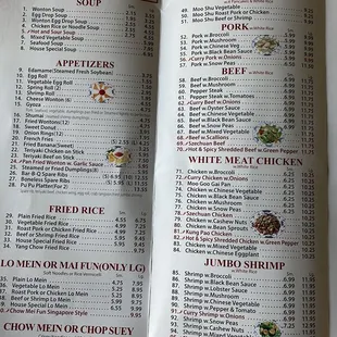 menu