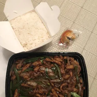 Mongolian Chicken, rice &amp; fortune cookie