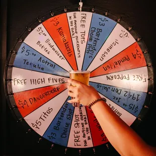 Happy Hour Mon-Fri from 2-5pm. Come spin the Happy Hour wheel!