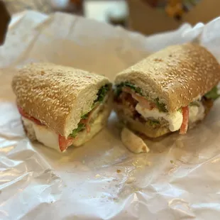 Burrata 'Bout It $11.95 Choice of Cutlet, Burrata, Mixed Greens, Tomato, Pesto Aioli (nut-free), House Vinaigrette, Sesame Roll