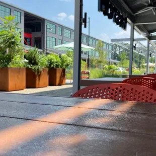 Outside seating with fans