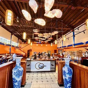 interior, sushi and sashimi