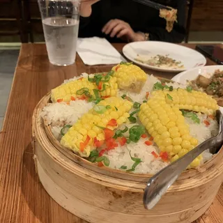 Steamed Pork Rib in Sticky Rice with Corn