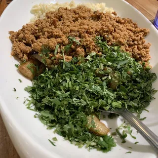 Eggplant with Minced Pork, Garlic, Cilantro