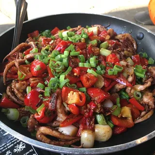 Griddled Squid Tentacles with Leek