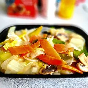 Vegetable Chow Mein had the same bland sauce as the  Chop Suey. Water mixed with cornstarch and a touch of sugar.