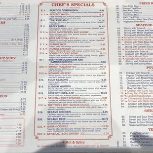 Back of the Menu