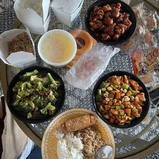 a variety of food on a table