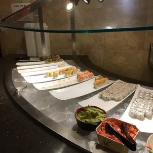 a variety of sushi and rolls