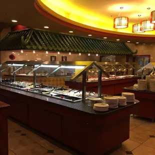 a view of a buffet with a variety of food items