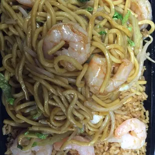Shrimp lo mein w. Shrimp fried rice