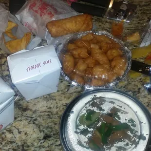 Mongolian beef, fried rice and sweet &amp; sour chicken. Egg rolls and crab rangoon... $38