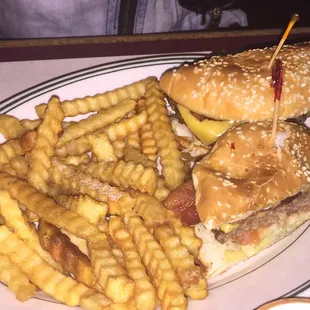 Cheese burger and fries