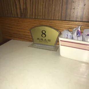 Eating dinner in a Chinese restaurant and sitting at the very lucky table.
