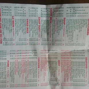 menu