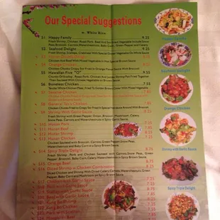 a menu for a special occasion