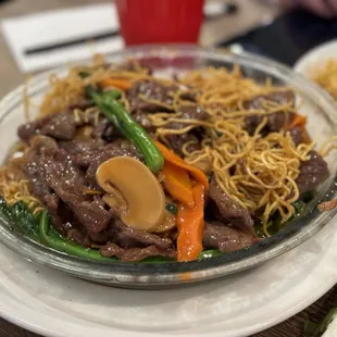 Crispy Pan Fried Noodle - Beef