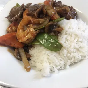Beef mixed vegetables add $2.00 jumbo shrimp yum!