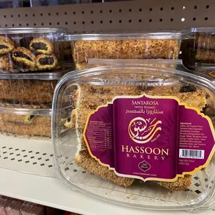 a display of pastries in a grocery store