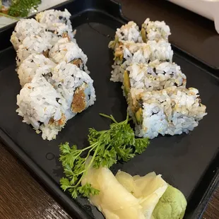 Spicy Crunchy Roll and Eel Roll