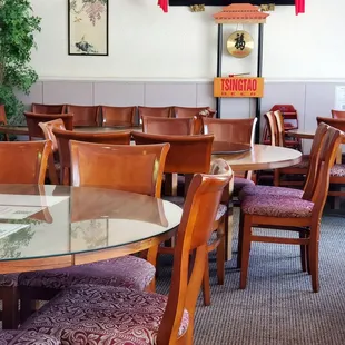 tables and chairs in a restaurant