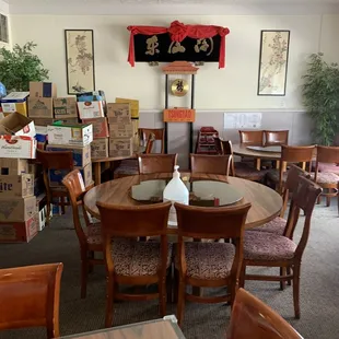 tables and chairs in a restaurant