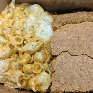 April 17 2021. Mac and cheese and corn bread.