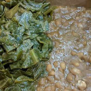 April 17 2021. Collard greens and spicy beans.