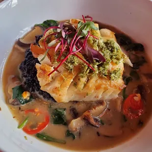 a white bowl of food